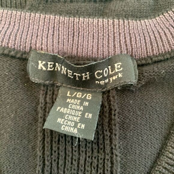 Kenneth Cole sweater black v-neck large cotton - Picture 6 of 6